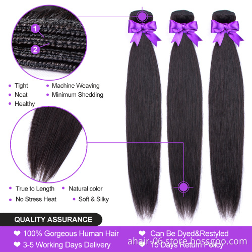Allrun factory price good quality brazilian remy human hair 10a human hair bundles with lace frontal closure